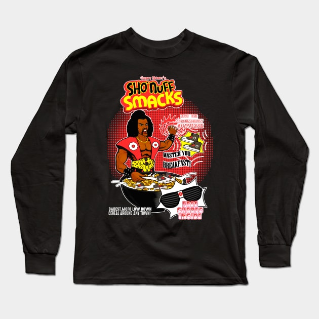 SHO NUFF SMACKS CEREAL PARODY Long Sleeve T-Shirt by Niko Neon